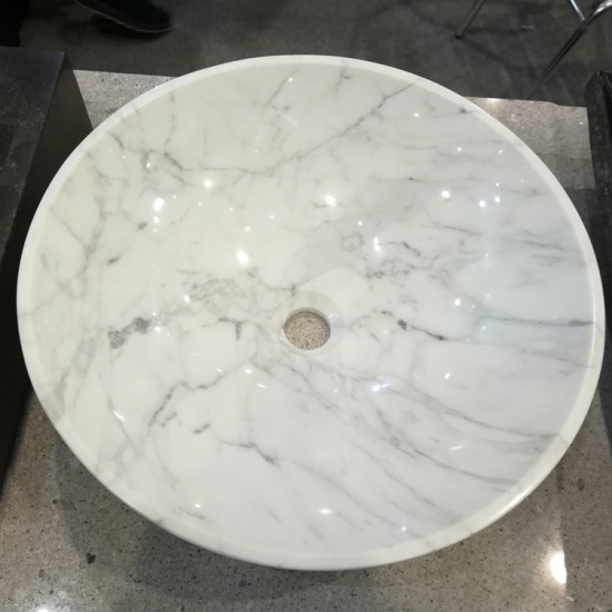 cuenca redonda de mármol blanco carrara