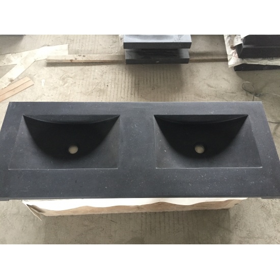 lavabos de piedra de granito negro para baño