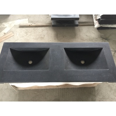 lavabos de piedra de granito negro para baño