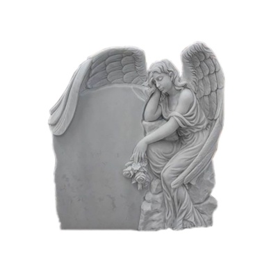 lápida de ángel de mármol blanco