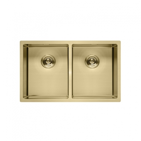 fregadero de cocina dorado claro de doble tazón