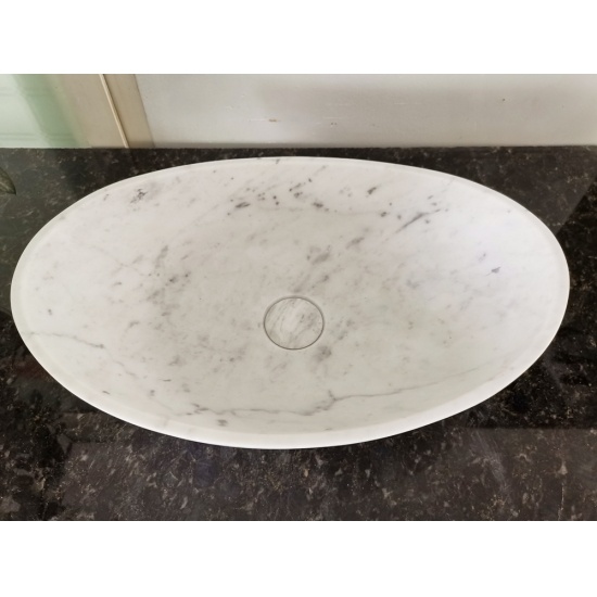 lavabo del baño de piedra de mármol bianco carrara