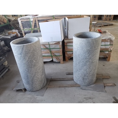 nuevo diseño de pedestal de piedra natural, lavabo del baño lavabo de granito gris