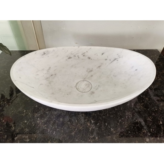 lavabo del baño de piedra de mármol bianco carrara