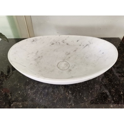 lavabo del baño de piedra de mármol bianco carrara