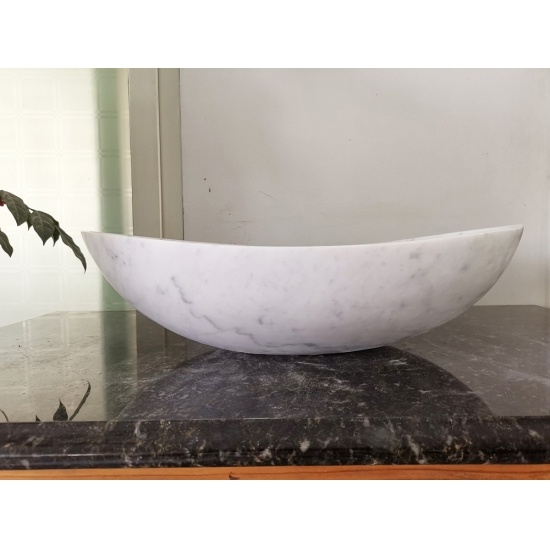 lavabo del baño de piedra de mármol bianco carrara